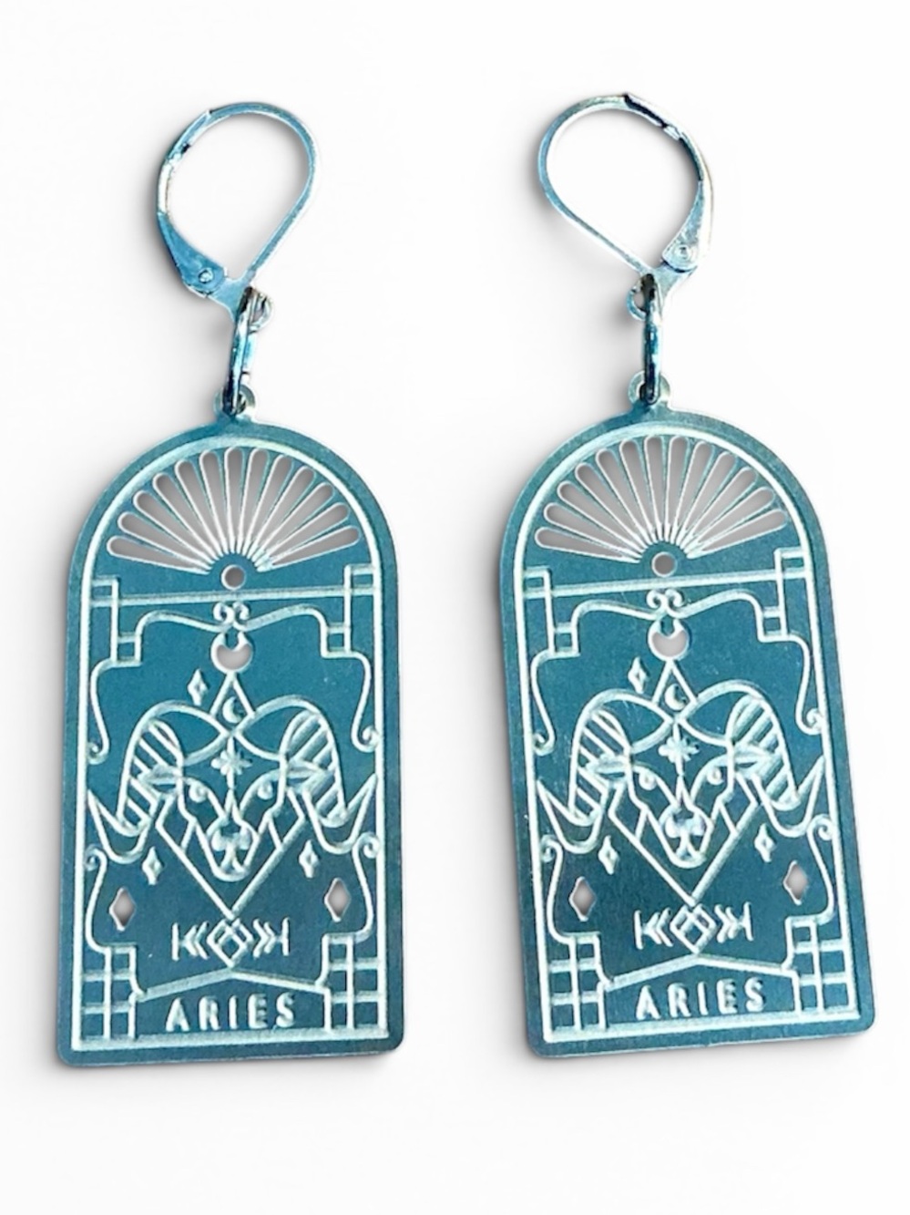 🆕 Aries Zodiac Laser Etched Earrings